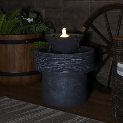 Sunnydaze Decor Sunnydaze 20"H Electric Resin 2-Tier Round Bird Bath Outdoor Water Fountain With LED Lights - Image 9