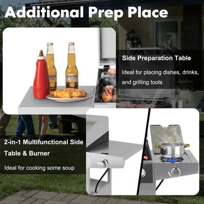 Costway 5-Burner Propane Gas BBQ Grill WithSide Burner,Thermometer,Prep Table 50000 BTU - Image 7