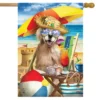 Beach Day Dog Summer House Flag Sand Castle Humor 28" X 40" Briarwood Lane