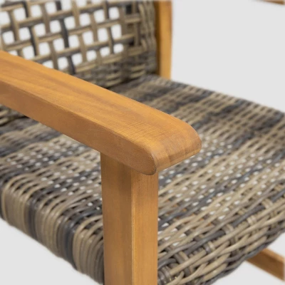 Hampton 2pk Acacia Wood & Wicker Dining Chairs - Natural/Gray - Christopher Knight Home - Image 3