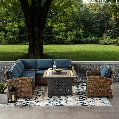 Bradenton 5pc Outdoor Wicker Seating With Fire Table - Crosley - Image 2
