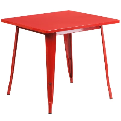 Merrick Lane Nash 31.5" Square Metal Table For Indoor And Outdoor Use - Image 12