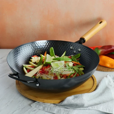 Oster® Oster Bressler 13.5in Nonstick Carbon Steel Wok With Wooden Handle - Image 5