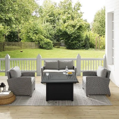 Bradenton 4pc Wicker Seating Set With Fire Table - Crosley - Image 8