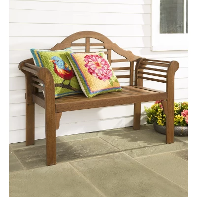 Evergreen Lutyens Wood Garden Bench - Natural - Image 2