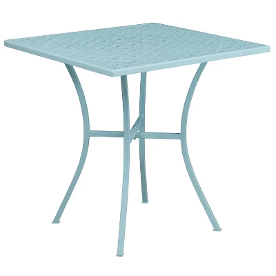 Emma And Oliver Commercial Grade 28" Square Colorful Metal Garden Patio Table - Image 9