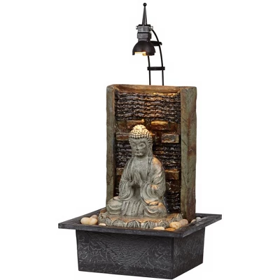 John Timberland Namaste Buddha Zen Waterfall Indoor Tabletop Water Fountain With LED Light 11 1/2" For Table Office Desk Home Bedroom Meditation - Image 2