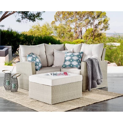 All-Weather Wicker Canaan Outdoor Ottoman Brown - Alaterre Furniture - Image 5