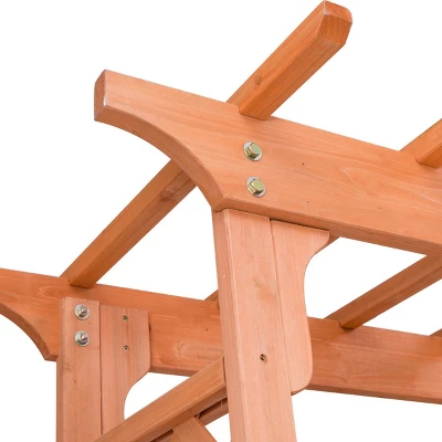 Costway Arbor Over 7FT High Wooden Garden Arch Trellis Pergola Outdoor Patio Plant - Image 6