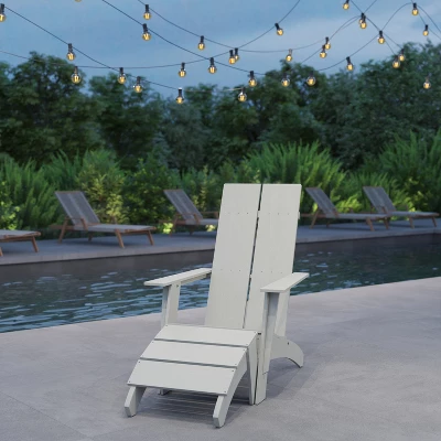 Merrick Lane Modern All-Weather Poly Resin Wood Adirondack Ottoman Foot Rest - Image 6