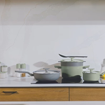 BergHOFF Balance Non-stick Ceramic Wok Pan 11", 4.4qt. With Glass Lid, Recycled Aluminum - Image 2