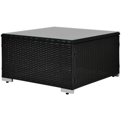 7pc Wicker Patio Conversation Set With Pillows & Cushions - Espresso/Blue - GODEER - Image 3