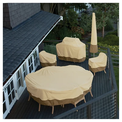 Veranda Medium Square Patio Table And 4 Chairs Cover - Light Pebble - Classic Accessories - Image 5