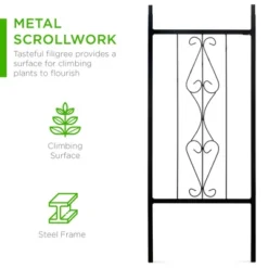 Best Choice Products 92in Steel Garden Arch Arbor Outdoor Trellis For Garden, Climbing Plants W/ Wire Lattice - Black