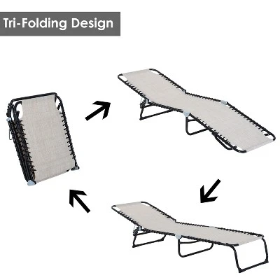Outsunny Outdoor Folding Chaise Lounge Chair Portable Lightweight Reclining Garden Sun Lounger With 4-Position Adjustable Backrest For Patio, Deck, And Poolside - Image 5