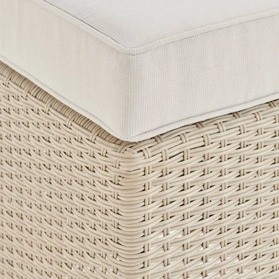 2pk All-Weather Wicker Canaan Outdoor Square Stools With Cushions Brown - Alaterre Furniture - Image 4