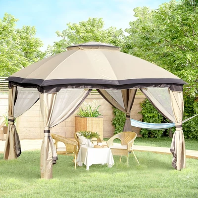Outsunny 10' X 12' Outdoor Gazebo, Patio Gazebo Canopy Shelter W/ Double Vented Roof, Zippered Mesh Sidewalls, Solid Steel Frame - Image 2