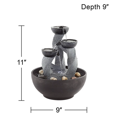 John Timberland Three Twist Column Modern Zen Cascading Bowls Indoor Tabletop Water Fountain With LED Light 11" For Table Office Desk Home Bedroom - Image 6