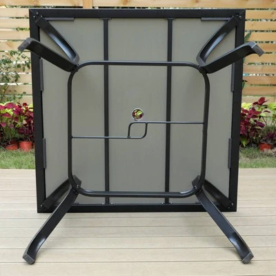 5pc Patio Dining Set With Rattan Arm Chairs & Square Faux Wood & Steel Tabletop - Captiva Designs - Image 10