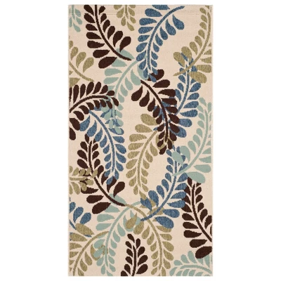 Nathan Indoor/Outdoor Rug Cream/Aqua - Safavieh - Image 3