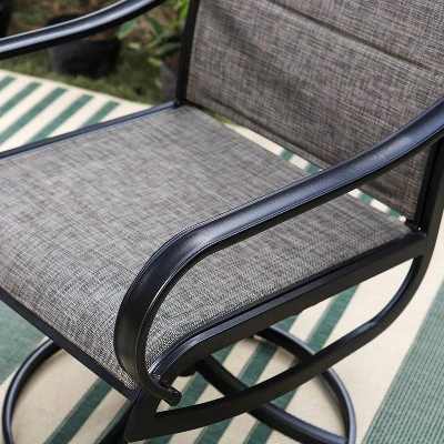 Patio Set With Steel Table With 1.57" Umbrella Hole & Steel Swivel Sling Arm Chairs - Captiva Designs - Image 15