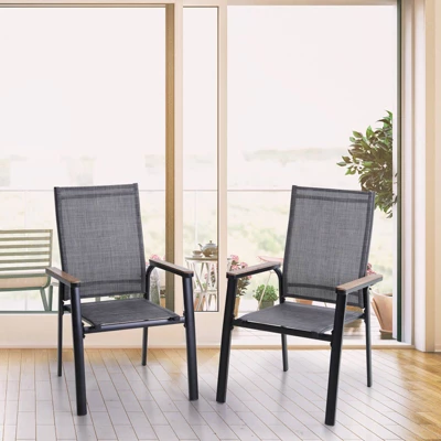 7pc Patio Set With Steel Table & Aluminum Frame Sling Chairs - Captiva Designs - Image 3