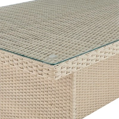 Canaan 4pc All Weather Wicker Outdoor Deep Seat Dining Sectional Set Cream - Alaterre Furniture - Image 4