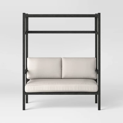 Ryegate 2pc 4' Mini Patio Daybed With Ottoman Weathered Teak - Threshold™ - Image 3