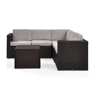 Palm Harbor 6pc Outdoor Wicker Sectional Set - Gray - Crosley - Image 7