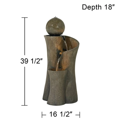 John Timberland Modern Sphere Curve Zen Outdoor Floor Water Fountain 39 1/2" With LED Light For Exterior Garden Yard Lawn - Image 8