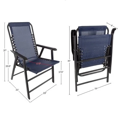 Pure Garden Folding Lounge Chairs β Portable Camping Or Lawn Chairs, Navy, Set Of 2