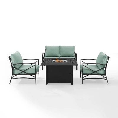 Kaplan 4pc Outdoor Conversation Set With Dante Fire Table - Mist - Crosley