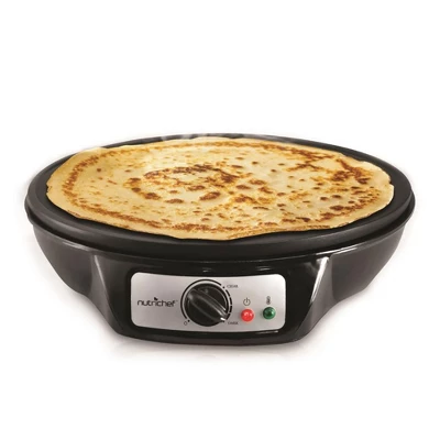 NutriChef 12 Inch Electric Nonstick Griddle Pancake Crepe Injera Blitnz Maker Hot Plate Cooktop With Crepe Turner And Pastry Spreader Tools, Black - Image 3