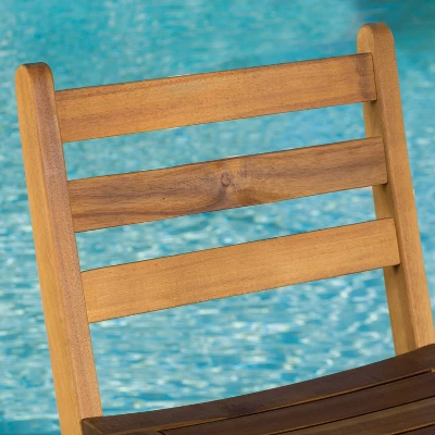 Tundra Set Of 2 Acacia Wood Folding Patio Bar Chair - Natural - Christopher Knight Home - Image 2