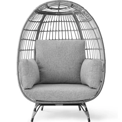 Best Choice Products Wicker Egg Chair Oversized Indoor Outdoor Patio Lounger W/ Steel Frame, 440lb Capacity - Image 12