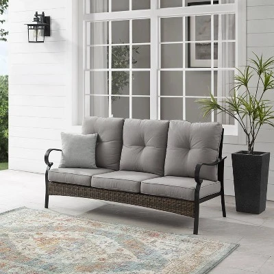 Dahlia Outdoor Steel Sofa Taupe/Matte Black - Crosley