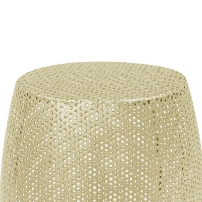 Modern Gold Drum-Style Outdoor End Table, Accent Table For Patio Or Indoor Use, Round Hollow Patio Side Table -Christopher Knight Home - Image 4