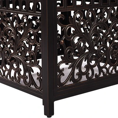 Oakland Living 5pc Deep Seating Swivel Aluminum Outdoor Patio Fire Pit Dining Set Copper - Image 7