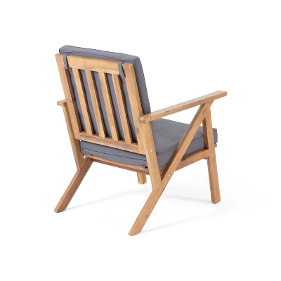 Panama 4pc Acacia Wood Patio Chair Set - Teak Finish - Christopher Knight Home - Image 5