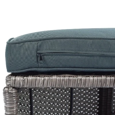 2pc Outdoor Wicker Conversation Sectional Set With Cushions & Half-Moon Side Table For Umbrella - Gray - GODEER - Image 9