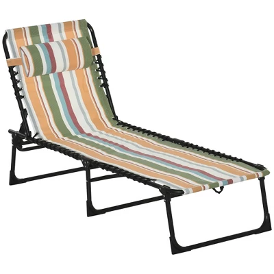 Outsunny Outdoor Folding Chaise Lounge Chair Portable Lightweight Reclining Garden Sun Lounger With 4-Position Adjustable Backrest For Patio, Deck, And Poolside - Image 12