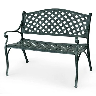 Costway 40'' Outdoor Antique Garden Bench Aluminum Frame Seats Chair Patio Garden Furni - Image 6