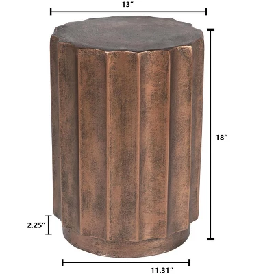 LuxenHome Weathered Copper Cement Indoor Outdoor Round Side Table - Image 6