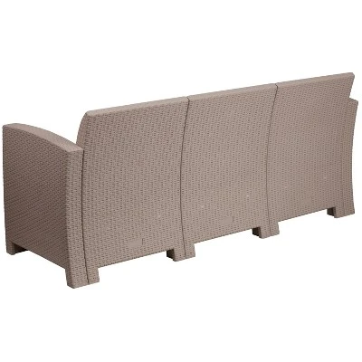 Flash Furniture Faux Rattan Sofa With All-Weather Cushions - Image 7