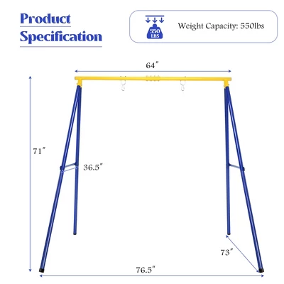 Extra Large Heavy Duty A-Frame Steel Swing Stand Set 40β Nest Tree Swing Yellow - Image 8