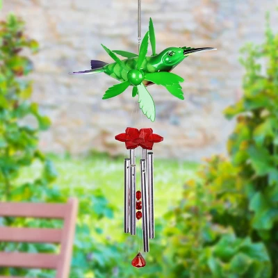 9.25" Metal And Plastic Hummingbird Spinning Wings Wind Chime - Exhart - Image 6