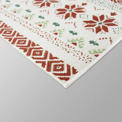 5' X 7' Fair Isle Outdoor Rug Red - Threshold™ - Image 2