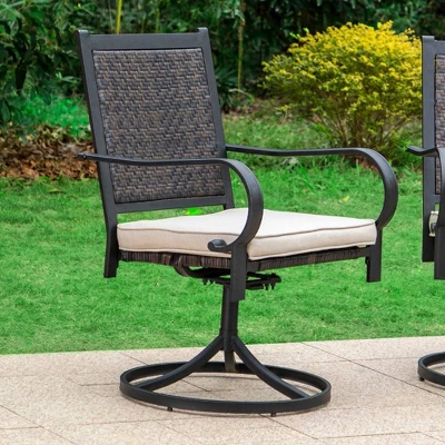Rattan Wicker 360 Swivel Patio Dining Chairs - Captiva Designs - Image 2