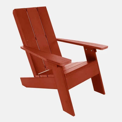 3pc Outdoor Set With Italica Modern Adirondack Chairs & Side Table - Rustic Red - Highwood - Image 2