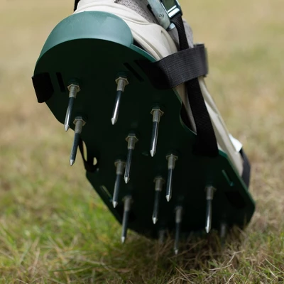 Gardenised Lawn And Garden Aerator Spike Shoe With 3 Metal Buckle Straps, Green Spiked Sandal - Image 3